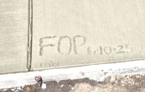 FOP stamped in the concrete